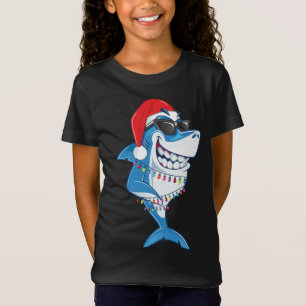 Camiseta Papais noeis Tubarões de Natal Engraçados Sharkmas