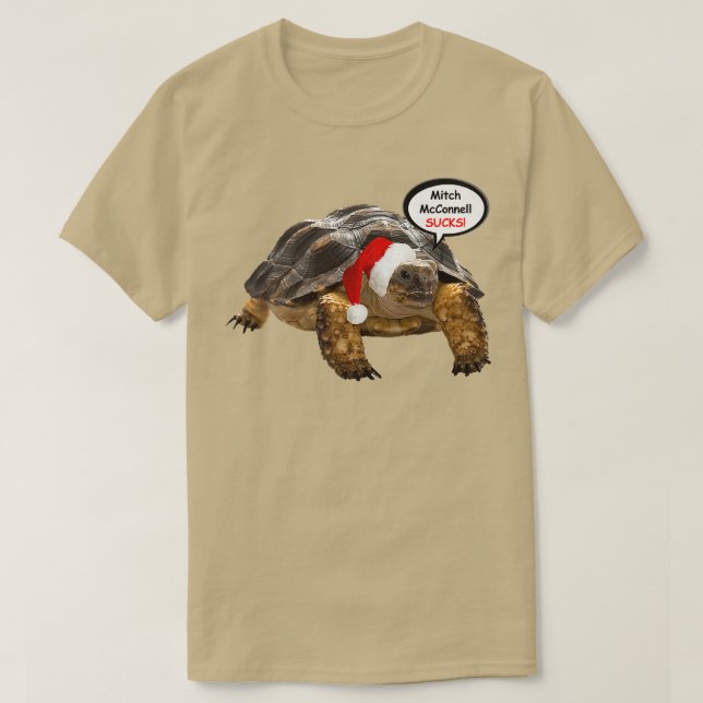 Camiseta Papais noeis Turtle odeia Mitch McConnell (Frente do Design)