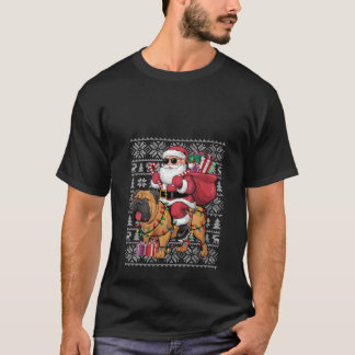 Camiseta Papais noeis Ugly Sweater Womens Xmas Andando Bull