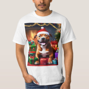 Camiseta "Papais noeis: Uma Surpresa Festiva de Staffy"