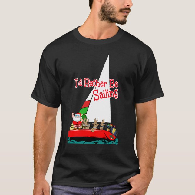 Camiseta Papais noeis velejariam no Natal (Frente)