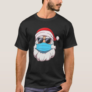 Camiseta Papais noeis Vestindo máscara e óculos de sol