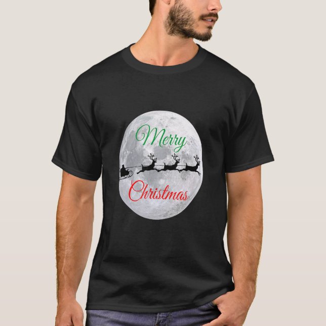 Camiseta Papais noeis Voando Pela Lua (Frente)