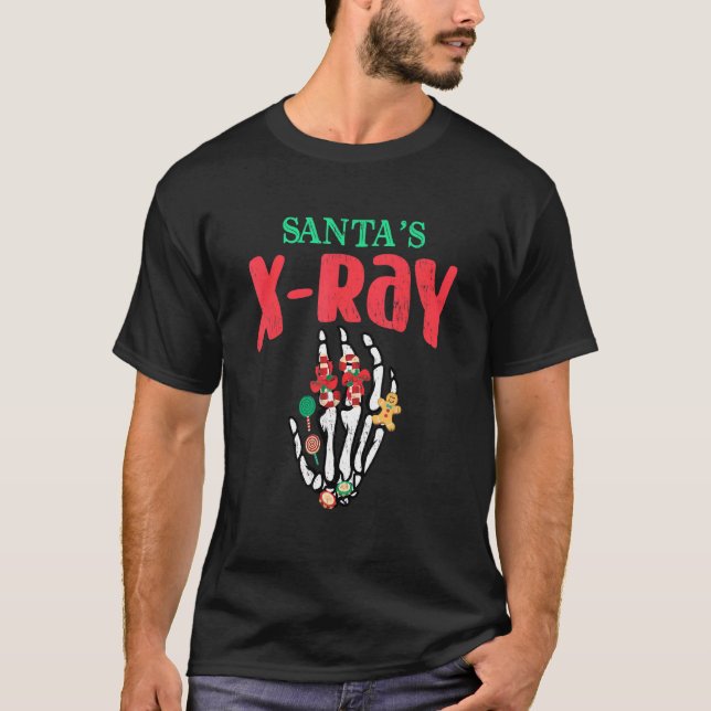 Camiseta Papais noeis X Ray Candy Cane Tecnologia de Radiol (Frente)