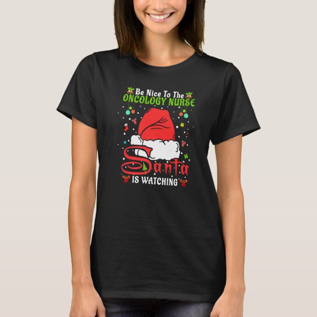 Camiseta Papais noeis Xmas Pajamas Sejam Bons Para A Enferm (Frente)
