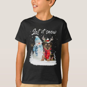 Camiseta Papais noeis Yorkipoo Cão Natal Snowman Xmas Pajam