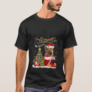 Camiseta Papais noeis Yorkshire Árvore de natal Luz Cachorr