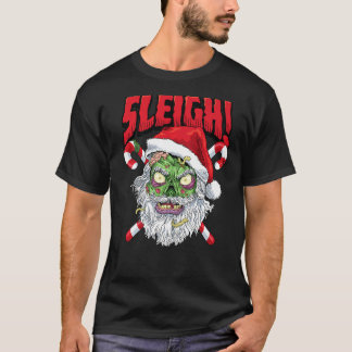 Camiseta Papais noeis Zombie Sleigh Natal Hail Papai Noel