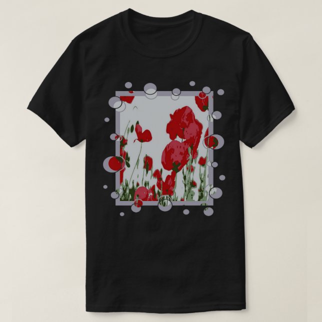 Camiseta Papas Vermelhas Botânicas Artísticas Com Fronteira (Frente do Design)