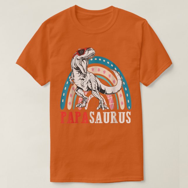 Camiseta Papasauro T Rex Dinossauro Papa Saurus Rainbow Fat (Frente do Design)