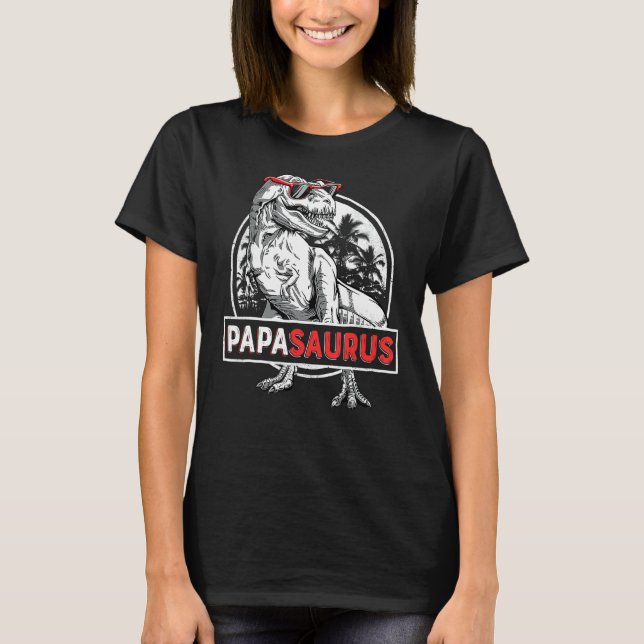 Camiseta Papasaurus Rex Dinossaur Papa Surus Fami do Pai (Frente)