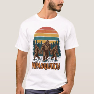 Camiseta Papasquatch Pé Grande Design de Vetor de Pôr do So