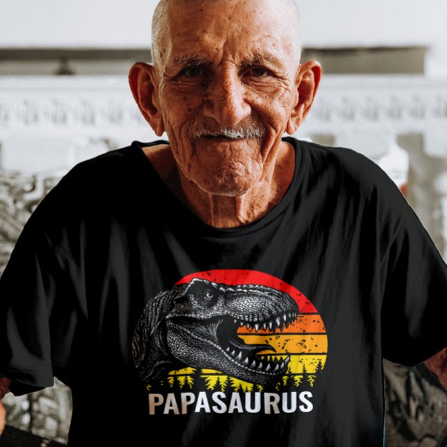 Camiseta Papassauro T-rex Vintage Retro Sunset (Criador carregado)