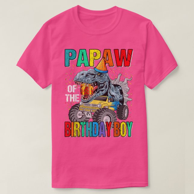 Camiseta Papaw Do Dinossauro Do Monstro Do Aniversário (Frente do Design)