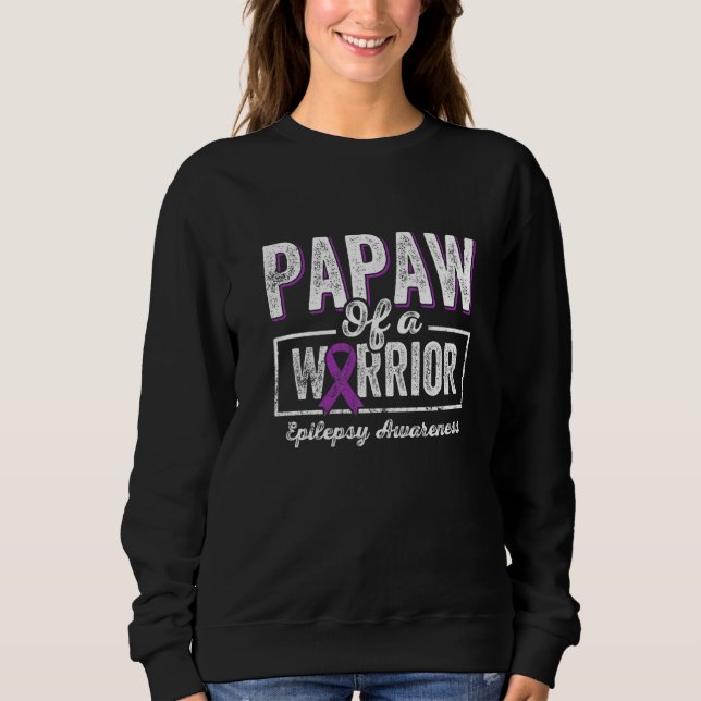 Camiseta Papaw of a Warrior Epilepsy Papaw Purple Ribbon Su (Frente)