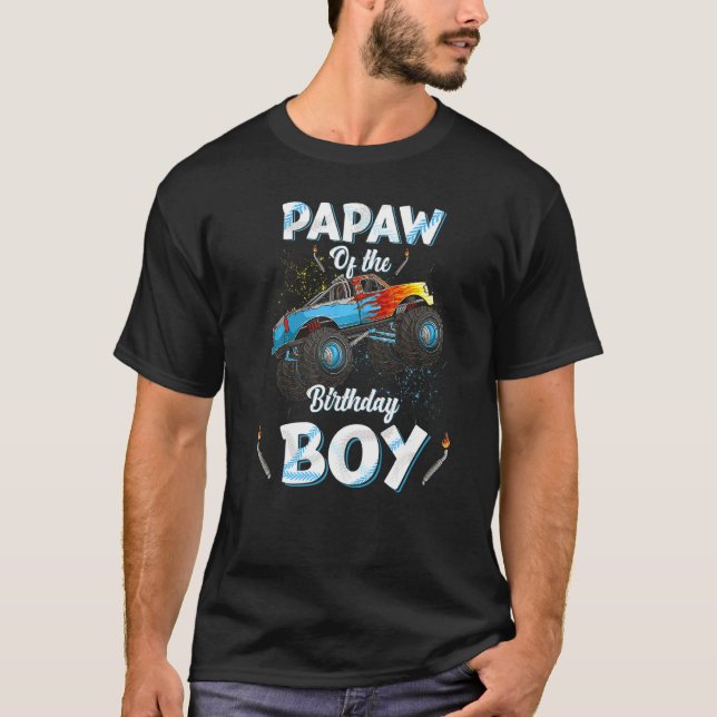 Camiseta Papaw Of Birthday Boy Monster Truck Bday Men G (Frente)