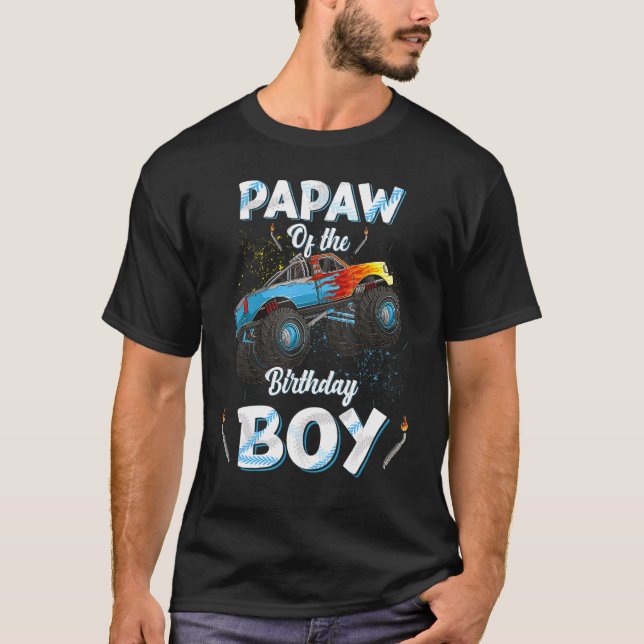 Camiseta Papaw Of Birthday Boy Monster Truck Bday Men G (Frente)