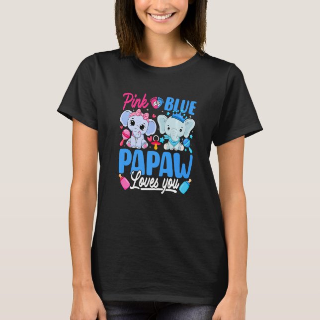 Camiseta Papaw Rosa Ou Azul Te Ama Elefão Reveal De Gênero (Frente)