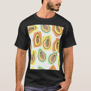 Camiseta Papaya Desenhado À Mão: Padrão De Vintagem Criativ