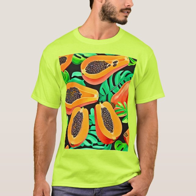 Camiseta Papaya e Folhas Novo Padrão (Frente)