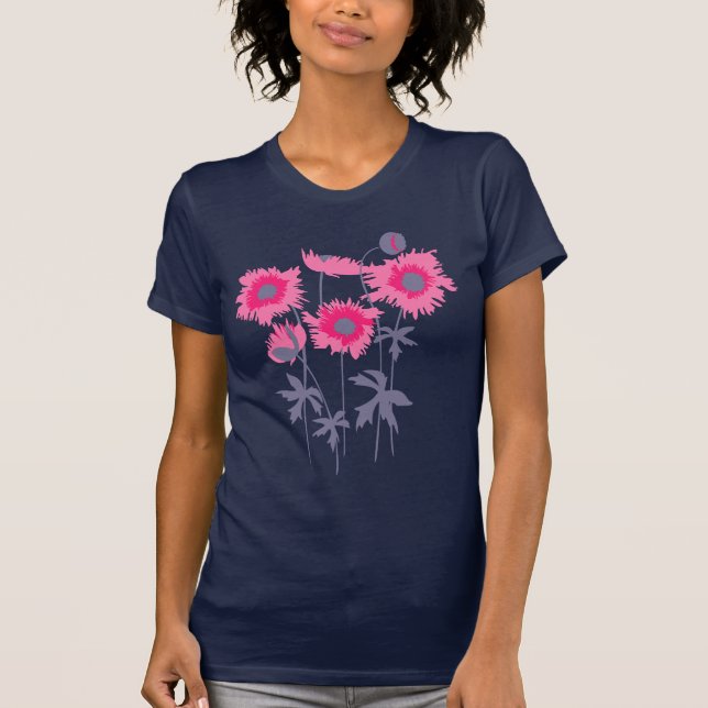 Camiseta Papéis cor-de-rosa e cinzas lisos (Frente)