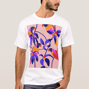 Camiseta Papéis de Vintage Rosa: Ilustração Exótica Sem Vis