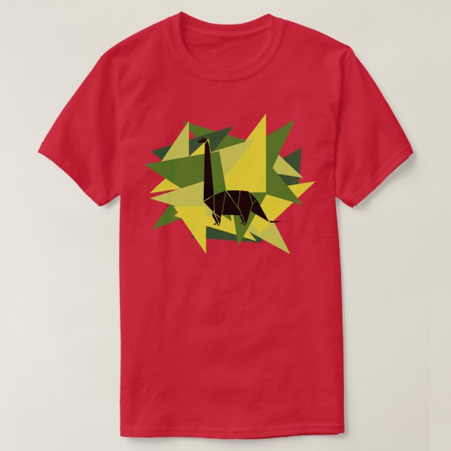 Camiseta Papéis Origami Brontosaurus (Frente do Design)