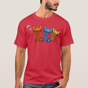 Camiseta Papel de arte dobrado Cat Japão Origami