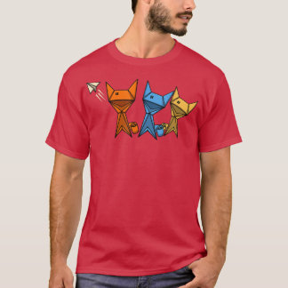 Camiseta Papel de arte dobrado Cat Japão Origami