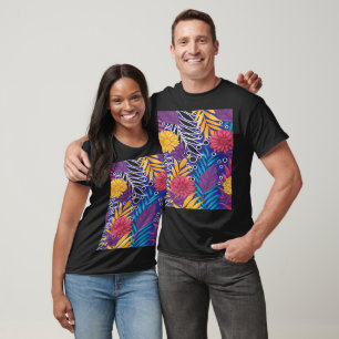 Camiseta Papel de embalagem colorido com floral criativo