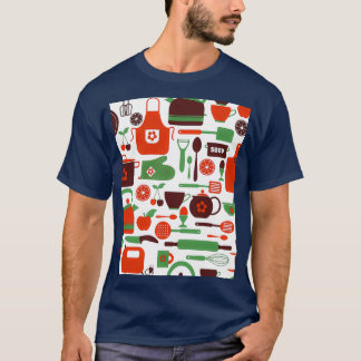 Camiseta papel de parede contendo utensílios de cozinha