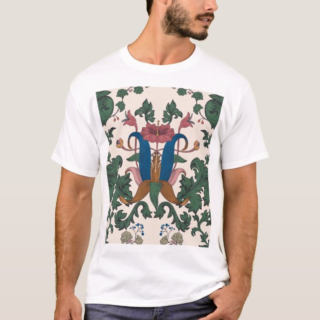 Camiseta Papel de parede floral de renascença. (Frente)