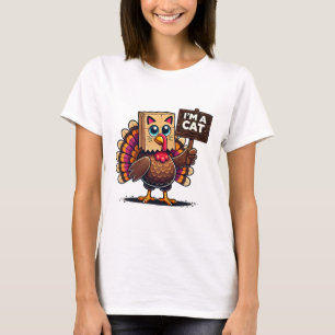 Camiseta Papel de Peru Meow Eu Sou Um Gato Dia de Ação de G