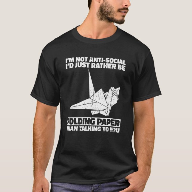 Camiseta Papel dobrado originami para uma grua de papel (Frente)