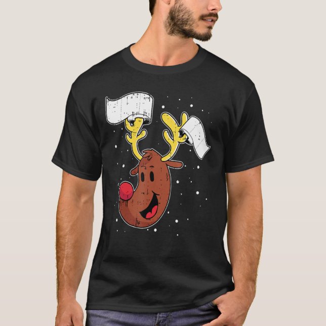 Camiseta Papel higiênico de renas Quarentena Natal Engraçad (Frente)