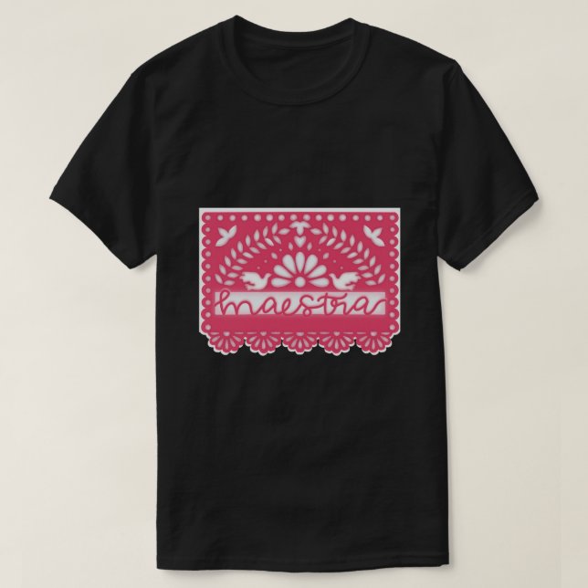 Camiseta Papel Picado Maestra Cursivo Sticker.png (Frente do Design)