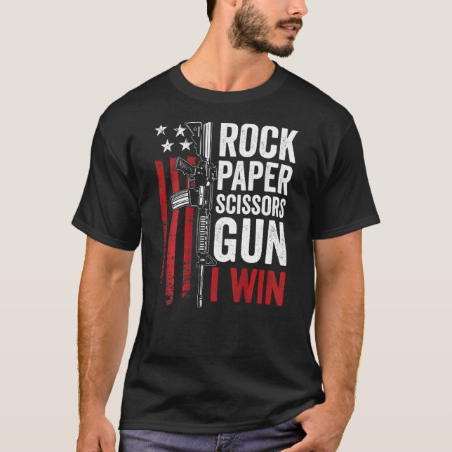 Camiseta Papel Rock Tesoura Piada de Arma (Frente)