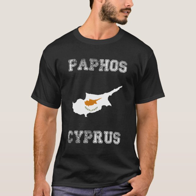 Camiseta Paphos Chipre Distante Bandeira Chipre (Frente)