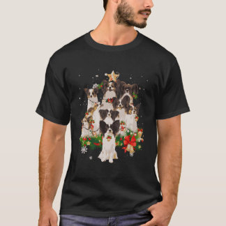 Camiseta Papillon Árvore de Natal Luz Engraçada Cachorro Pr