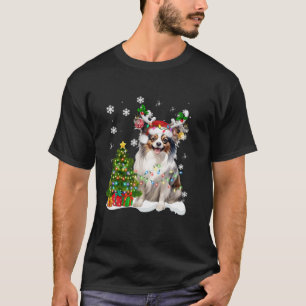 Camiseta Papillon Árvore de Natal Luz Santa Hat Engraçado L