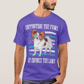 Camiseta Papillon Cão com Legal Óculos de Bandeira dos EUA