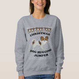 Camiseta Papillon cão de Natal Hugging