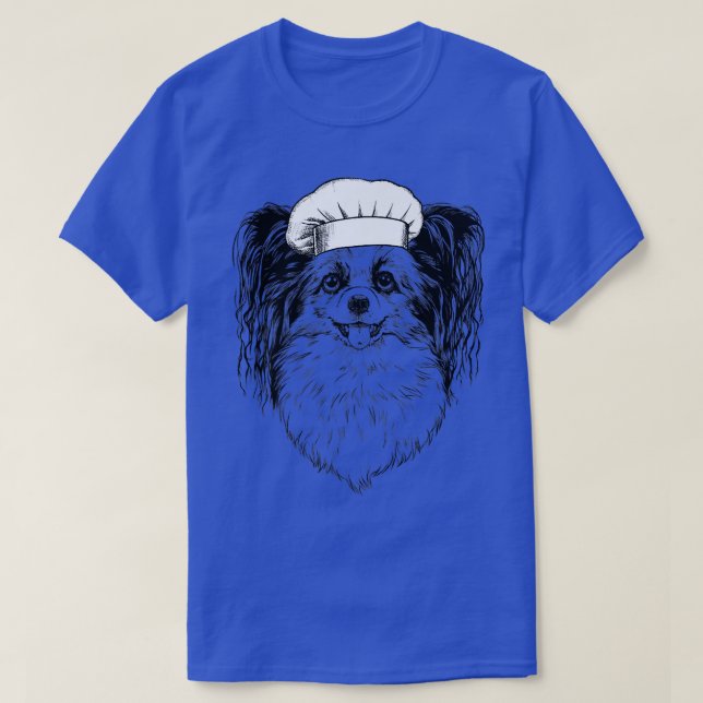 Camiseta Papillon Dog Cook Chef Engraçado Cozinhar (Frente do Design)