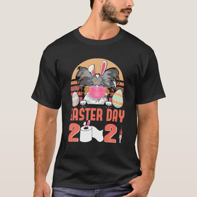 Camiseta Papillon Dog Face Mask Rabbit Coelho Páscoa (Frente)