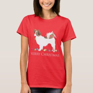 Camiseta Papillon Dog Felry Design de Natal