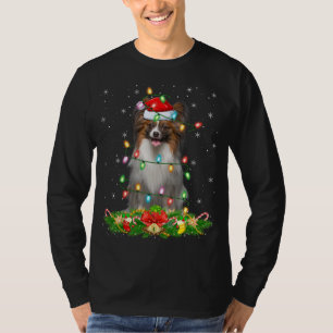 Camiseta Papillon Dog Lover Lighting Papais noeis de Natal
