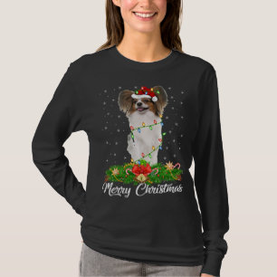 Camiseta Papillon Dog Lover Matando Santa Hat Papillon Chr