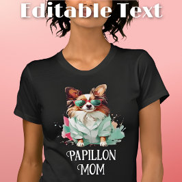 Camiseta Papillon Dog Mamãe Óculos escuros