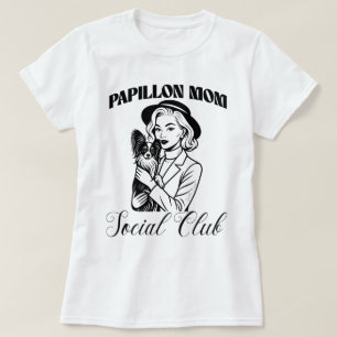 Camiseta Papillon Dog Mamãe Social Club Line Art for Women