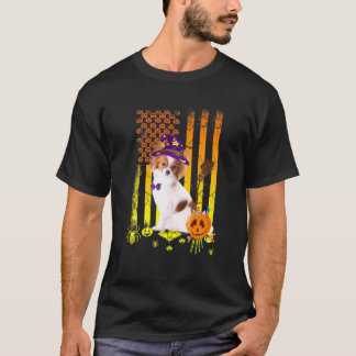 Camiseta Papillon Dog Pumpkin American Flag Halloween